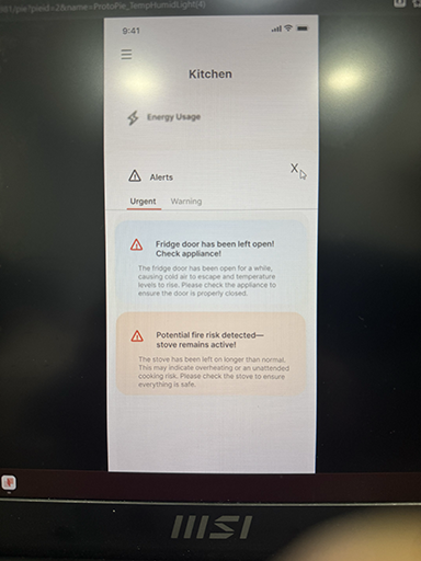 Here is the urgent alter page that was accessed by clicking on the alert the user was getting. An urgent alert brings the user to the urgent alert section and a warning alert brings them to the warning section. The user can switch between sections at any time and if there are no alerts the page will let the user know everything is running smoothly.      